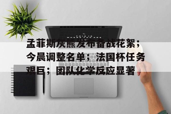db电竞官网登录-孟菲斯灰熊发布备战花絮；今晨调整名单；法国杯任务艰巨；团队化学反应显著
